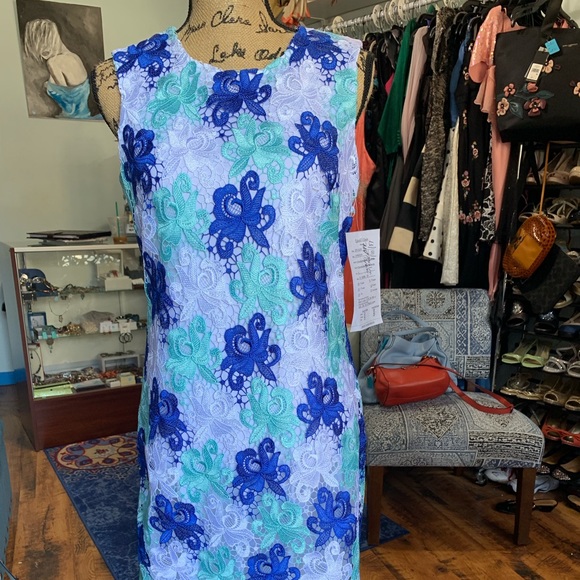 calvin klein blue lace dress